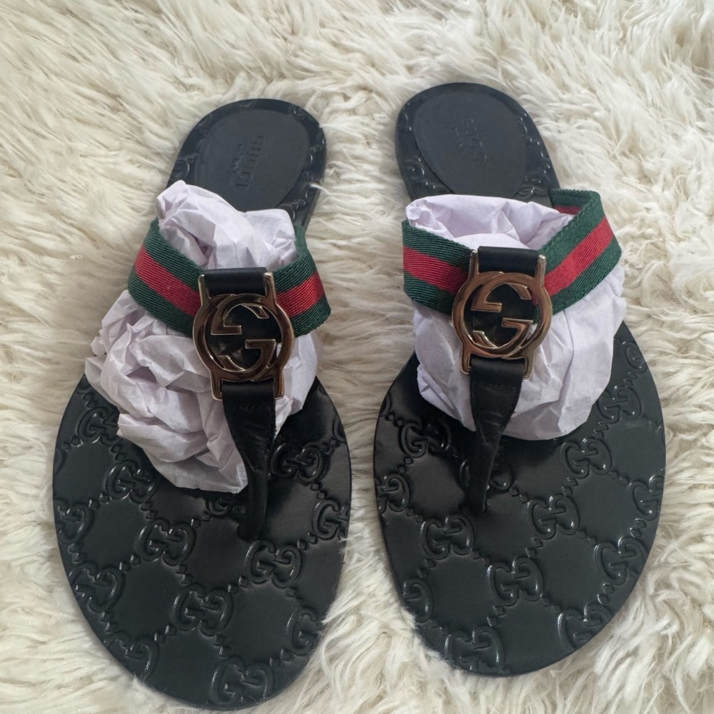Gucci web strap thong sandal